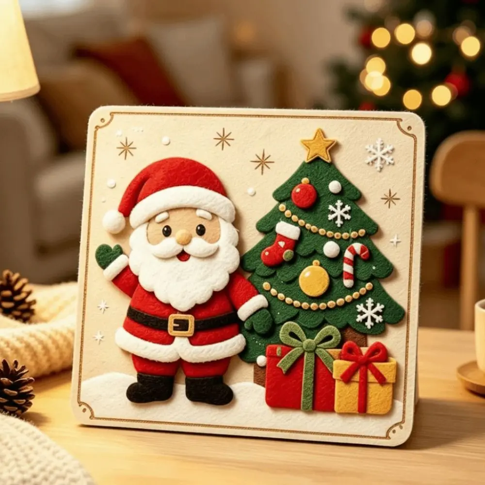 Hook and Loop Christmas Felt Art Kit DIY Magic Felt Pieces Christmas Craft Kit Holiday Design Felt Board Art Set