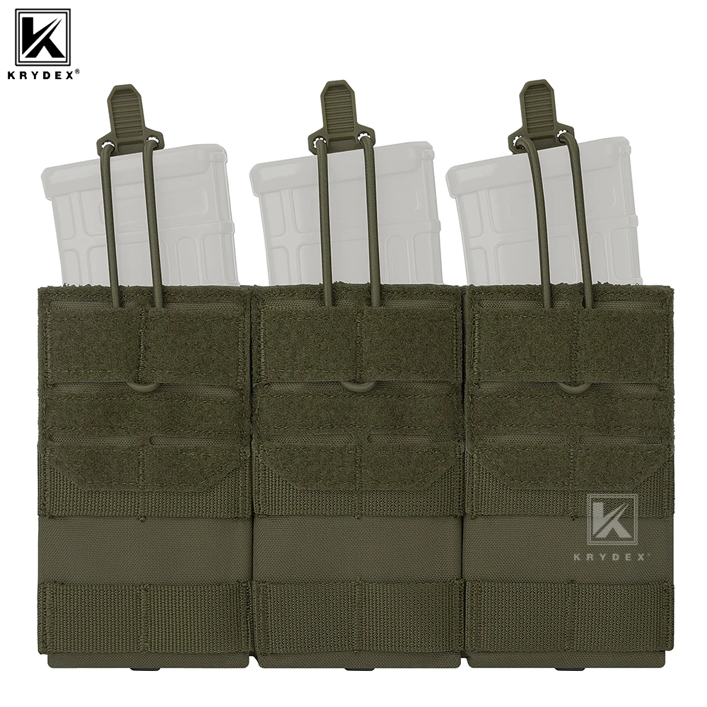 KRYDEX Tactical MOLLE Loop Magazines Pouch Triple Open-Top 5.56 Mag Pouch for M4 M16 AR 15 Hunting Accessories