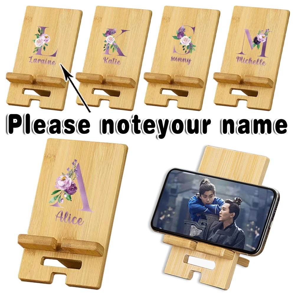 

Customized Name Wooden Phone Holder Detachable Universal Desk Stand Portable Cell Phone Dock with Charging Slot for Travel DIY