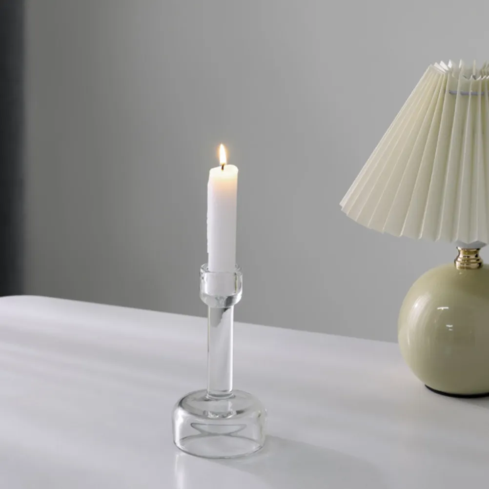 Soportes de vidrio transparentes de diseño minimalista, centro de mesa para mesa de comedor, decoración del hogar, 2 uds.
