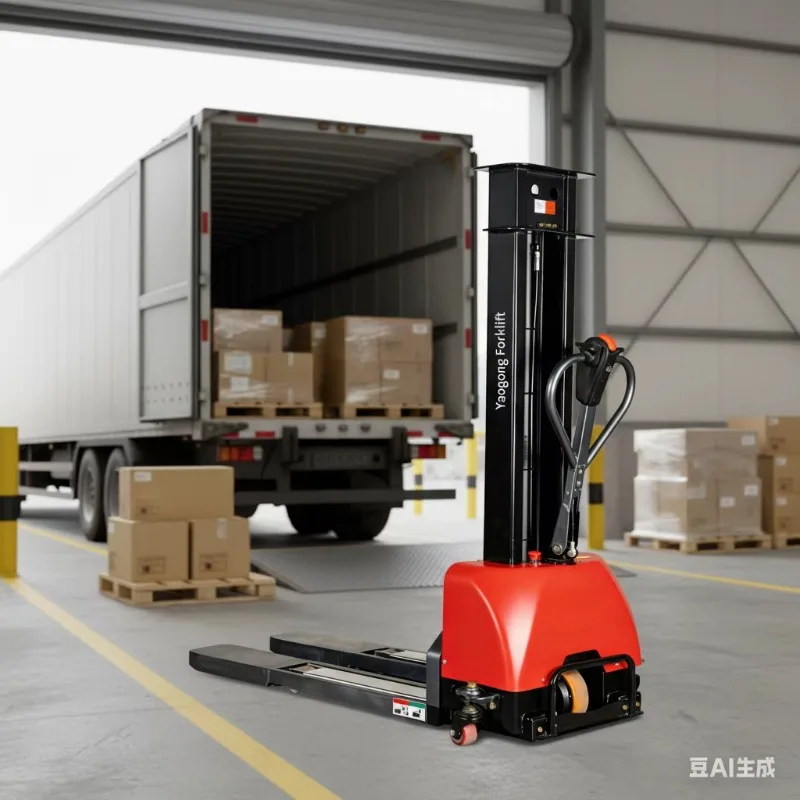 Self-loading lift portable forklift 1 ton 1.5 tons 0.7 tons, semi-self-stacking stacker pallet truck for sale
