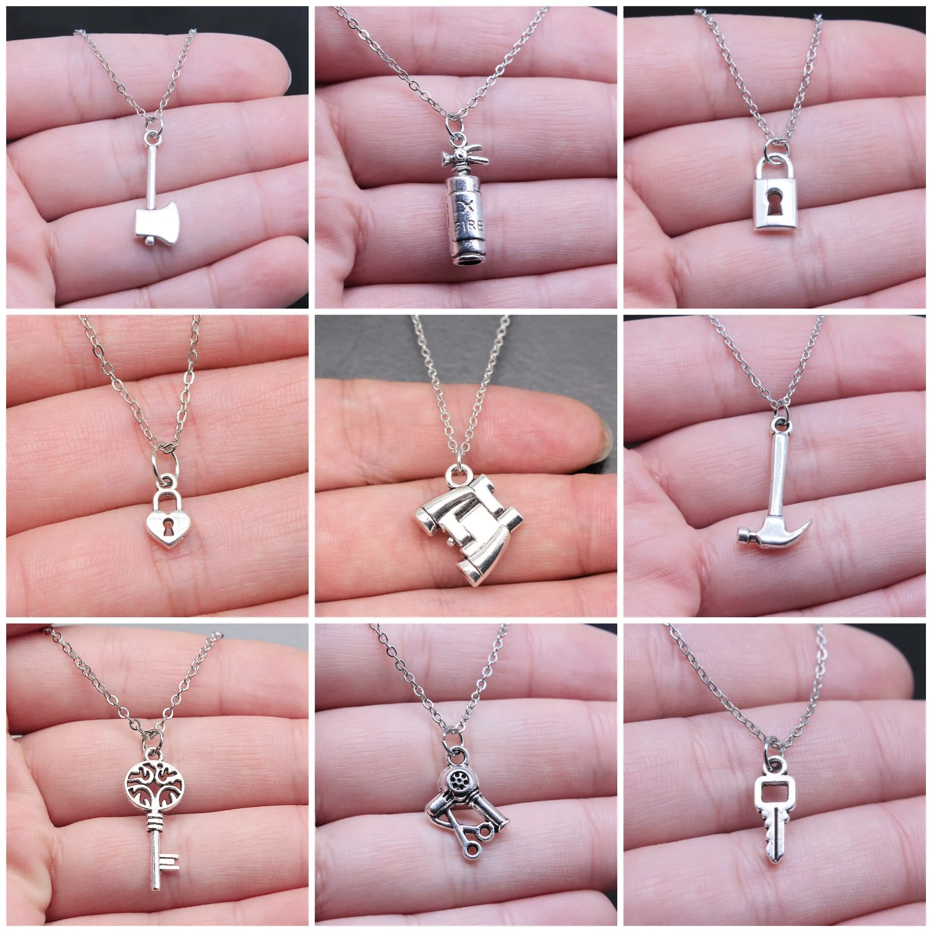 Hardware Tool Decorative Vintage Charm Necklaces For Women Men Charm Pendant Fashion Jewelry Gift