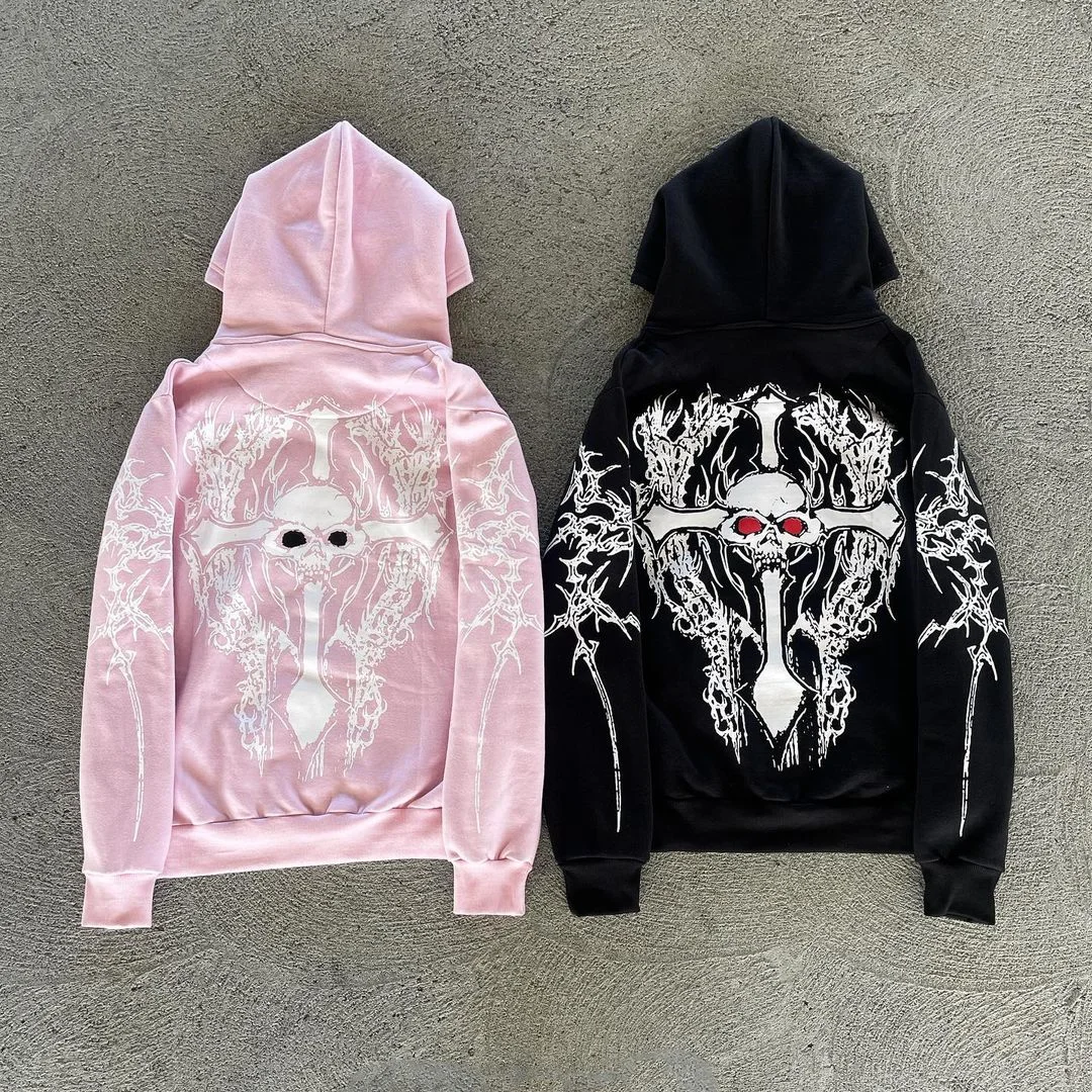 y2k Wome clothing hoodies Printed Pattern Pullover Sweatshirt streetwear Oversized Punk Vintage kpop Anime long-sleeved winter