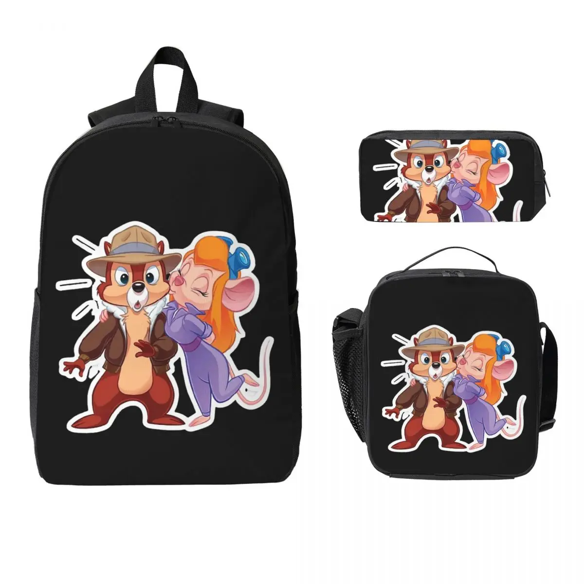 

Chip 'N' Dale Park Life Backpack Student Boys Girls BookBag School Bag Laptop Shoulder Bags 3ps Insulated Lunch Bag Pencil Case