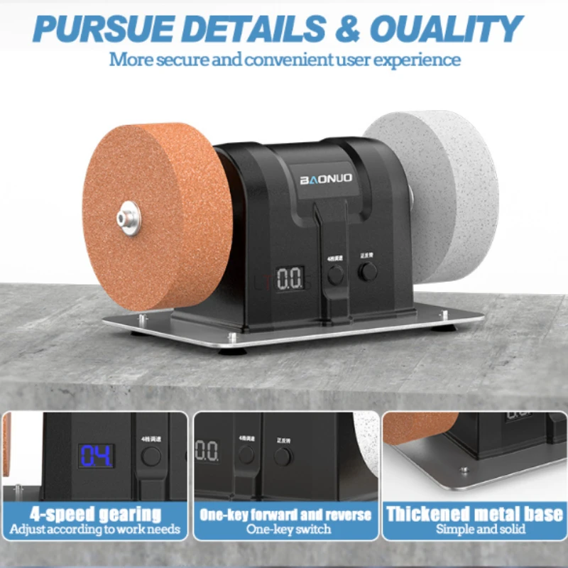 12V Mini Grinding Machine 5500r/min Electric Desktop Coarse and Fine Double Grinding Wheel Machine Polishing Drilling Burnishing