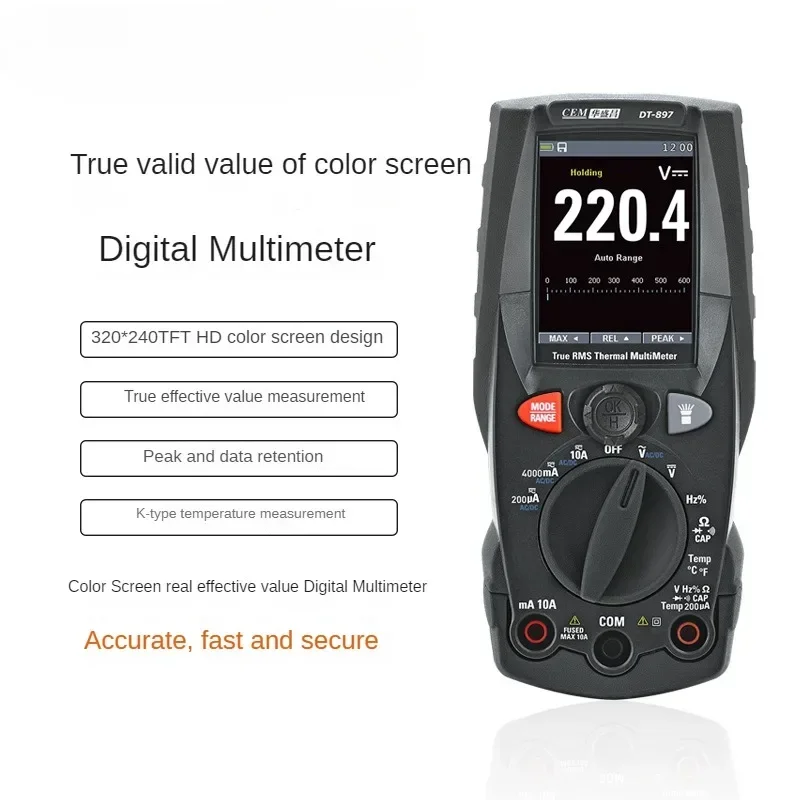 DT-896 High Precision True Effective Value Digital Multimeter Color Screen Universal Meter Voltmeter DT-897