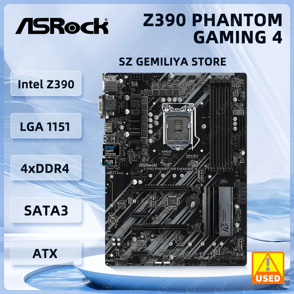 Z390 Motherbaord ASROCK Z390 PHANTOM GAMING 4 LGA 1151 DDR4 64G LGA1151 PCIE 3.0 ATX For i7-9700F i7-8700 9400F G5600T cpu