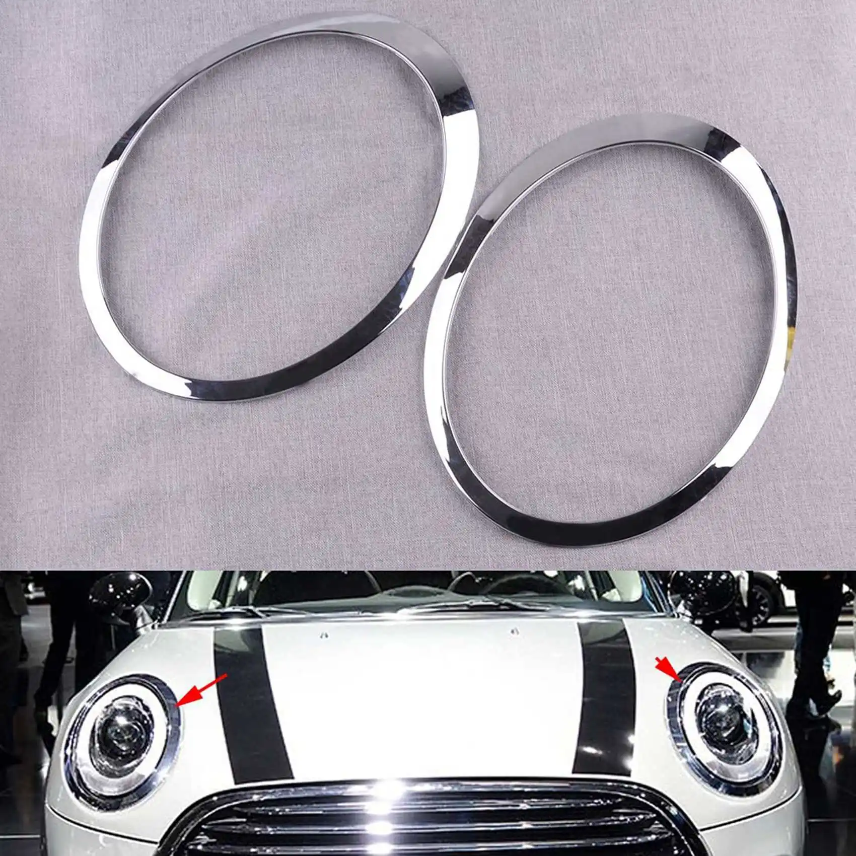 

for Mini Cooper 2007-2015 R55 R56 R57 R58 R59 ABS Chrome Silver Headlight Trim Ring 51137149905