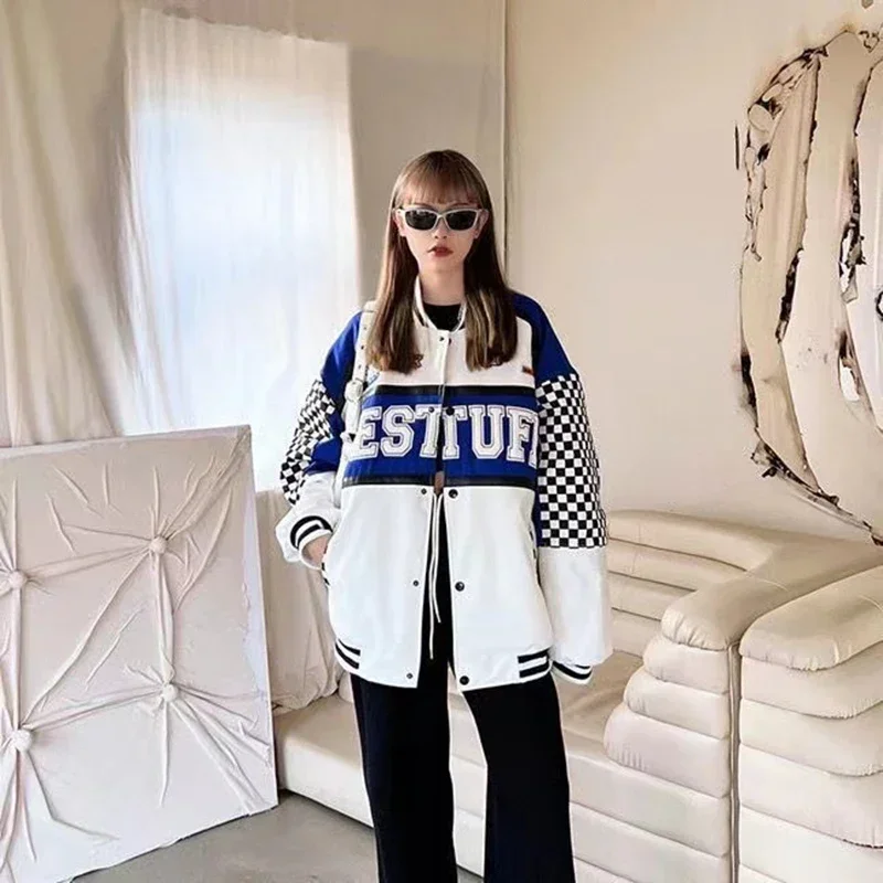 Atasan lengan panjang uniseks mantel Bomber Amerika jaket musim semi musim gugur Hip Hop jalanan tinggi kerah dudukan Bomber Universitas balap wanita Jack MN3