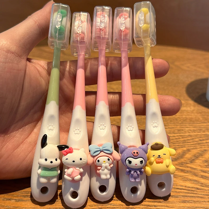 

Anime Sanrio Toothbrush Hello Kitty Melody Kuromi Cinnamoroll Cartoon Student Adult Household Toothbrush Cleaning Birthday Gifts