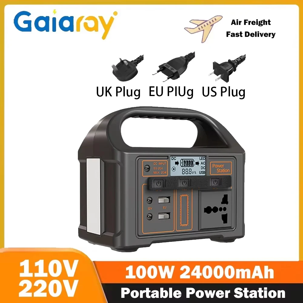 

Gaiaray 100W Portable Power Station 110V 220V Outdoor LED Solar Generator 76.8Wh LiFePO4 Battery Charging Station for Camping