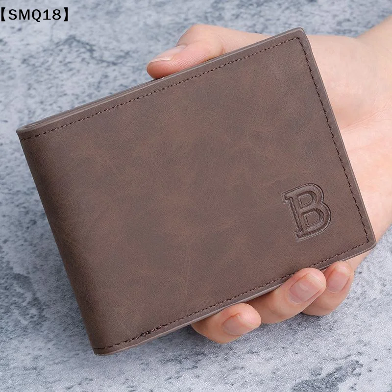 New Retro Men Short Wallet with Multiple Card Slots Coin Bag Men Leather Thin Wallet Purse【SMQ】