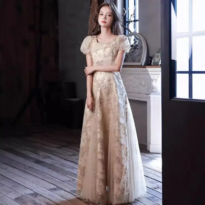 

Banquet Evening Dress for Women High End Champagne Color Adult Dress for Minority Hosting, Art Exam, Performance Customization