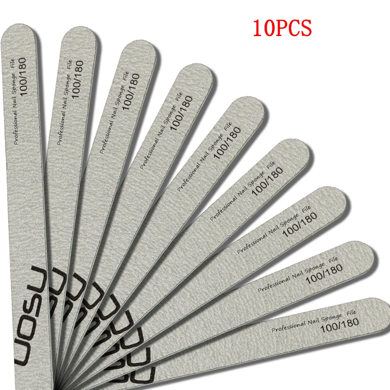 

10PCS UOSU Waterproof Nail Sponge File Set | 100/180 Grit | Professional | Suits Nail Shaping Buffing & Home Manicure Routines
