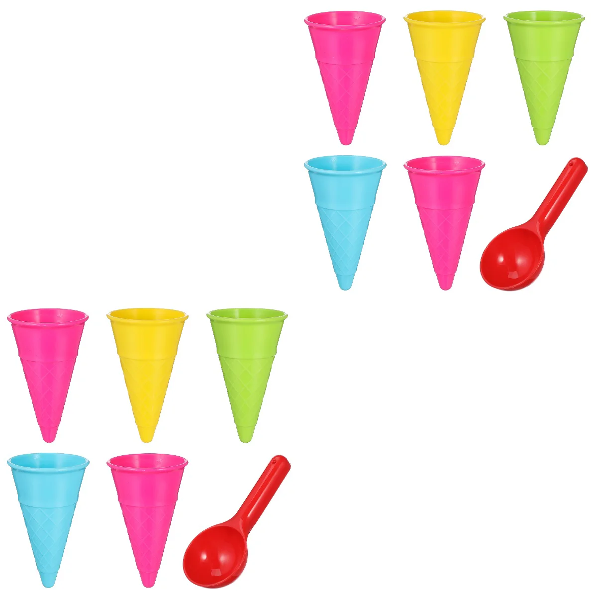 2 juegos de 6 uds. De juguetes de playa junto al mar, conos de helado de arena y cuchara, juguetes al aire libre para niños (5 uds. De conos de crema y 1 cuchara