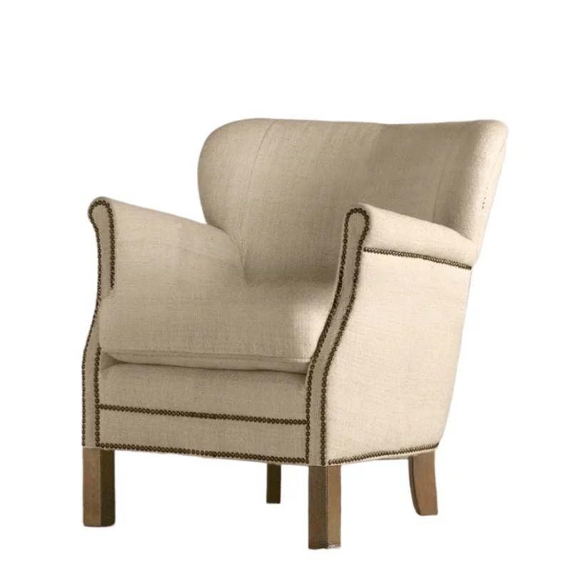 

American single sofa furniture living room retro old fabric single tiger chair cafe leisure sofa