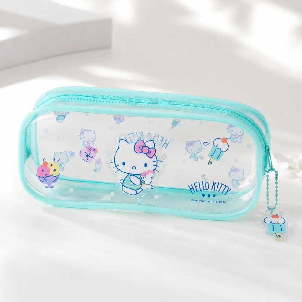 Hello Kitty Sanrio Genuine Jelly Pencil Case Cute Clear Stationery Bag Large Capacity Pen Pouch for Study Travel Birthday Gifts - view 4