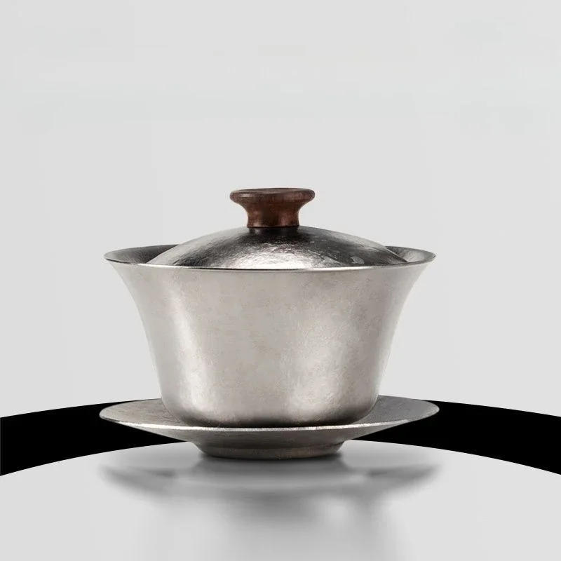 pure titanium three-talent cover bowl, can hover cover bowl teacup, heat insulation high-end household tea, kung fu tea set