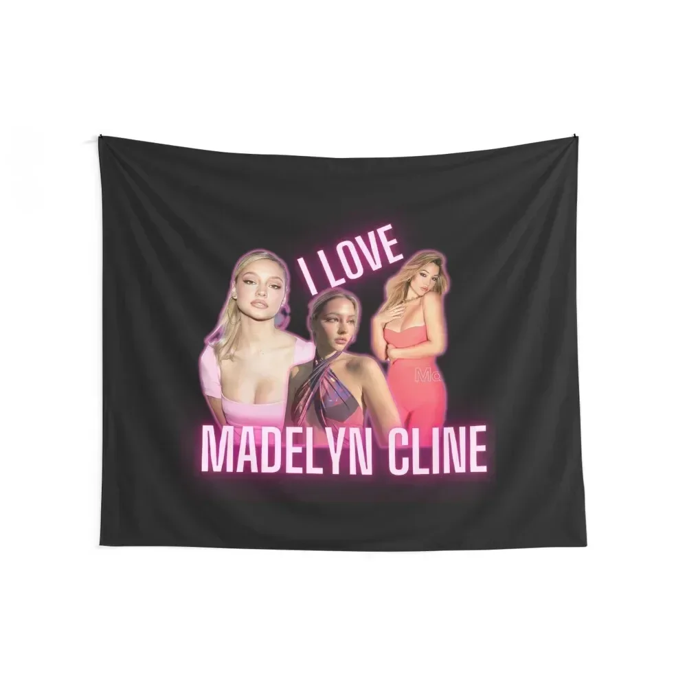 I Love Madelyn Cline Cursed Fan Collage Neon Pink Effect Tapestry Decorative Paintings Wall Art Bedroom Decor Tapestry