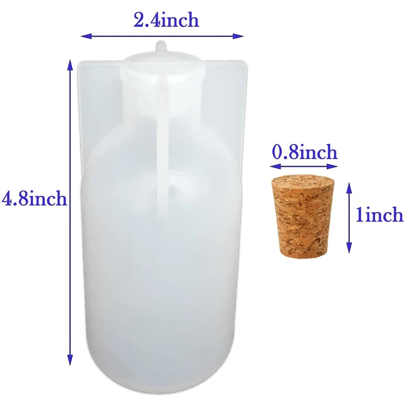 Lamp Shade Mold,Bottle Shape Silicone Mold With Wooden Light Base And Wooden Stoppers For Casting Flower Specimen Decor