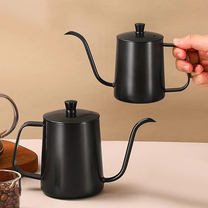 Pot air panas kopi menetes dengan tangan dengan tutup berkemah, aksesoris kopi kopi