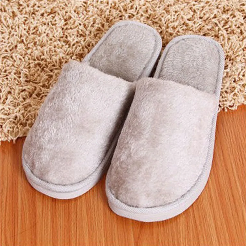 Soft Plush Cotton Slippers Shoes Autumn Winter Couple Unisex Non-Slip Floor Indoor Home Furry Slippers Women Shoes For Bedroom