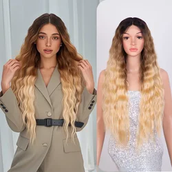 Synthetic Lace Wig 30 Inch Long Wavy Ombre Blonde Wig Cosplay Daily Hair Wigs Part Synthetic Wigs For Black Women Lace Wigs