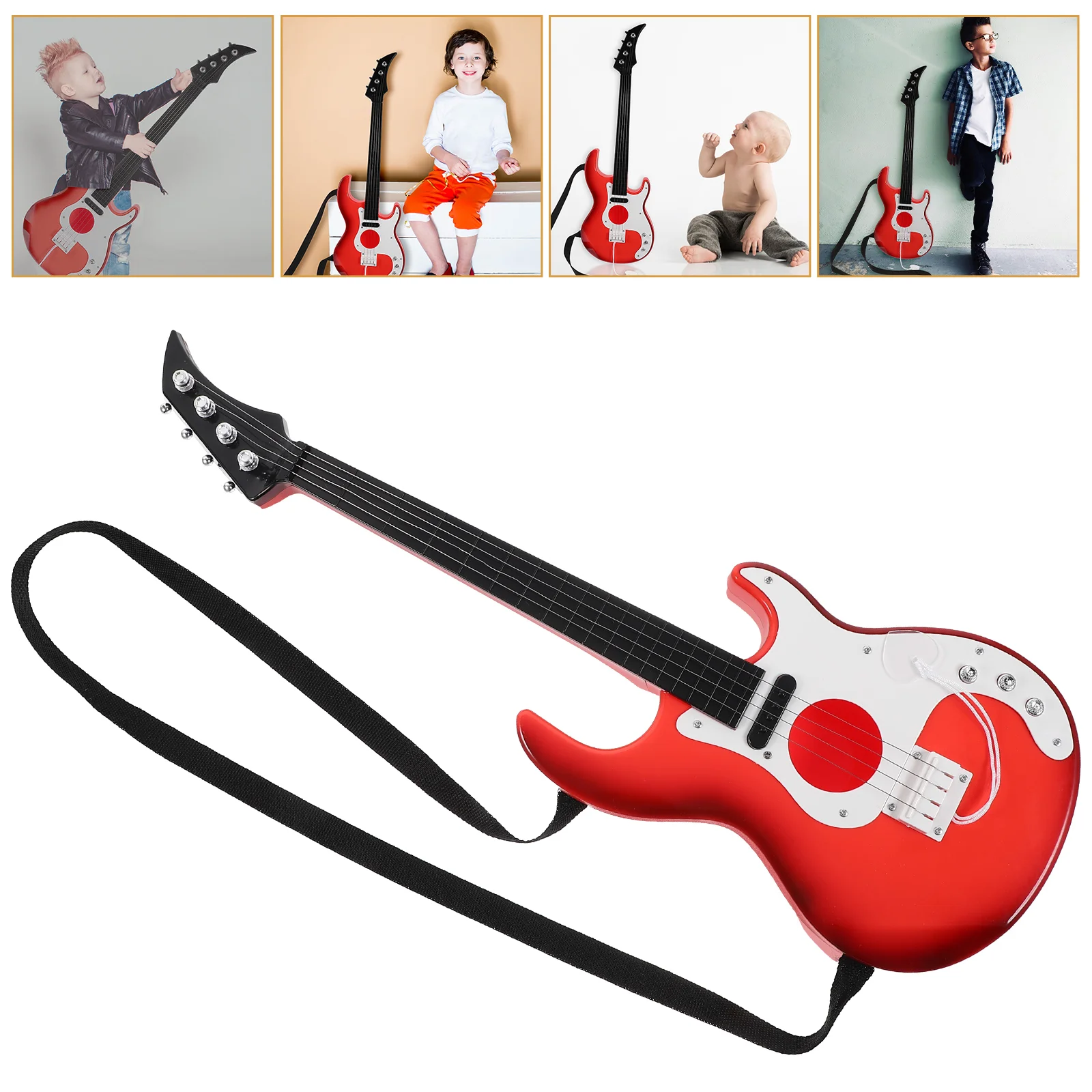 Instrumentos de guitarra de juguete para niños, cuerdas de acero marrones, ayuda de aprendizaje Musical portátil para niños, práctica para principiantes, Mini juguetes para desarrollar