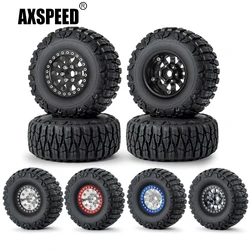 AXSPEED 4 szt. 1,9-calowe felgi CNC ze stopu aluminium z blokadą piasty + gumowe opony do gąsienic Axial SCX10 D90 1/10 RC Części samochodowe