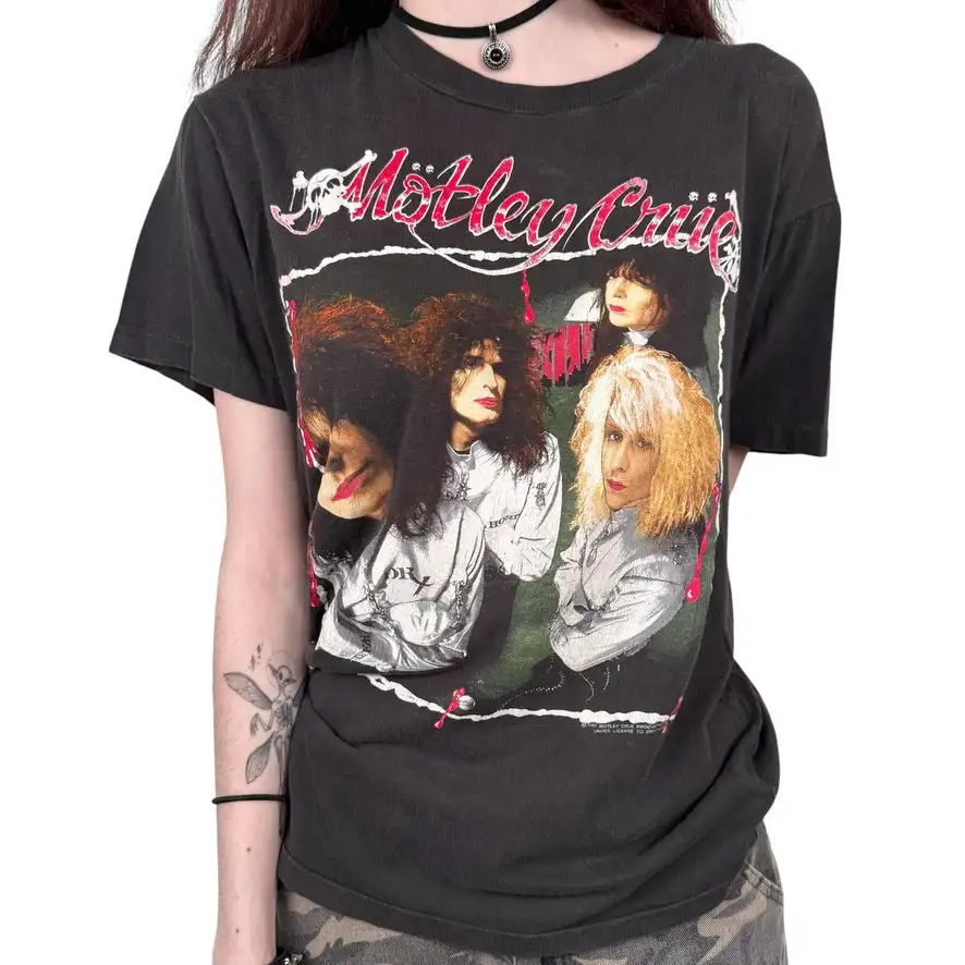 

Винтажная рубашка Motley Crue 1989 года Dr Feel Good с узором и принтом, летняя роскошная брендовая хлопковая мужская и женская футболка с коротким рукавом