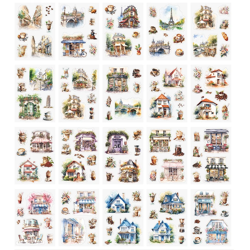 20 Sheets Vintage Large size sticker book Garden flower fence theme PET decorative stickers INS handmade Adhesive Diy Sticker