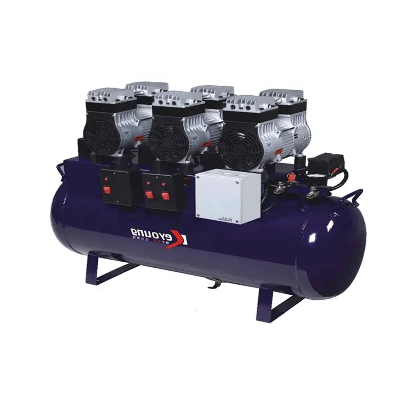 

den tal One To Six Air Compressor For den tal Chairs 128L blue tank KY/LY Portable den tal Unit With Air Compressor