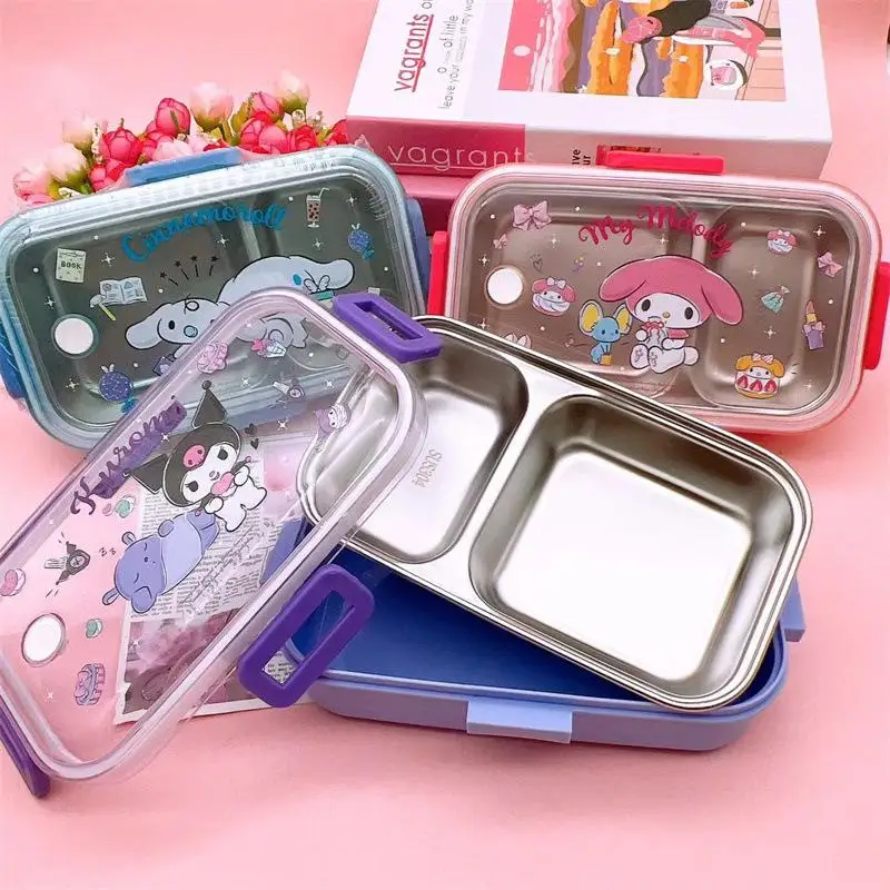 700Ml Sanrio Kuromi Lunch Box Kawaii My Melody Cinnamoroll Cartoon Large Capacity Student Portable Bento Box Household Tableware