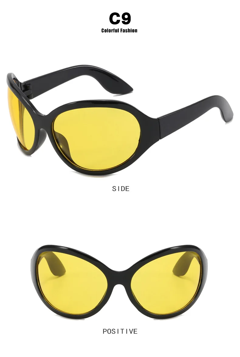 Einzigartige gelbe Y2K-Sonnenbrille für Damen, neue Mode, Oversize-Schild-Sonnenbrille, Herrenmode, coole Hip-Hop-Sonnenbrille, Damen, Fahren – Detail 9