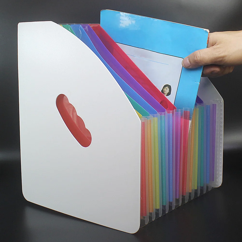 Rainbow Mini Bin Organ Design For Document Storage Plastic Paper Folder Standing File Organizer Expanding File Holder