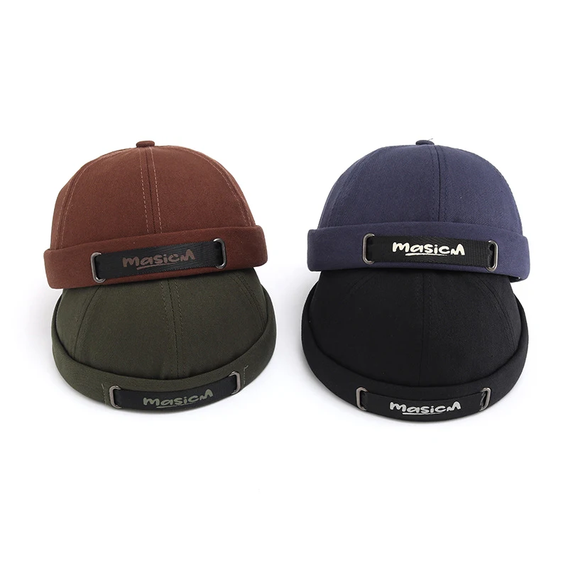 Bocca Docker Cap Without Visor Skullcap Dome Brimless Caps Beanies Solid Color Adjustable Retro Hip Hop Fashion Hat Gorras