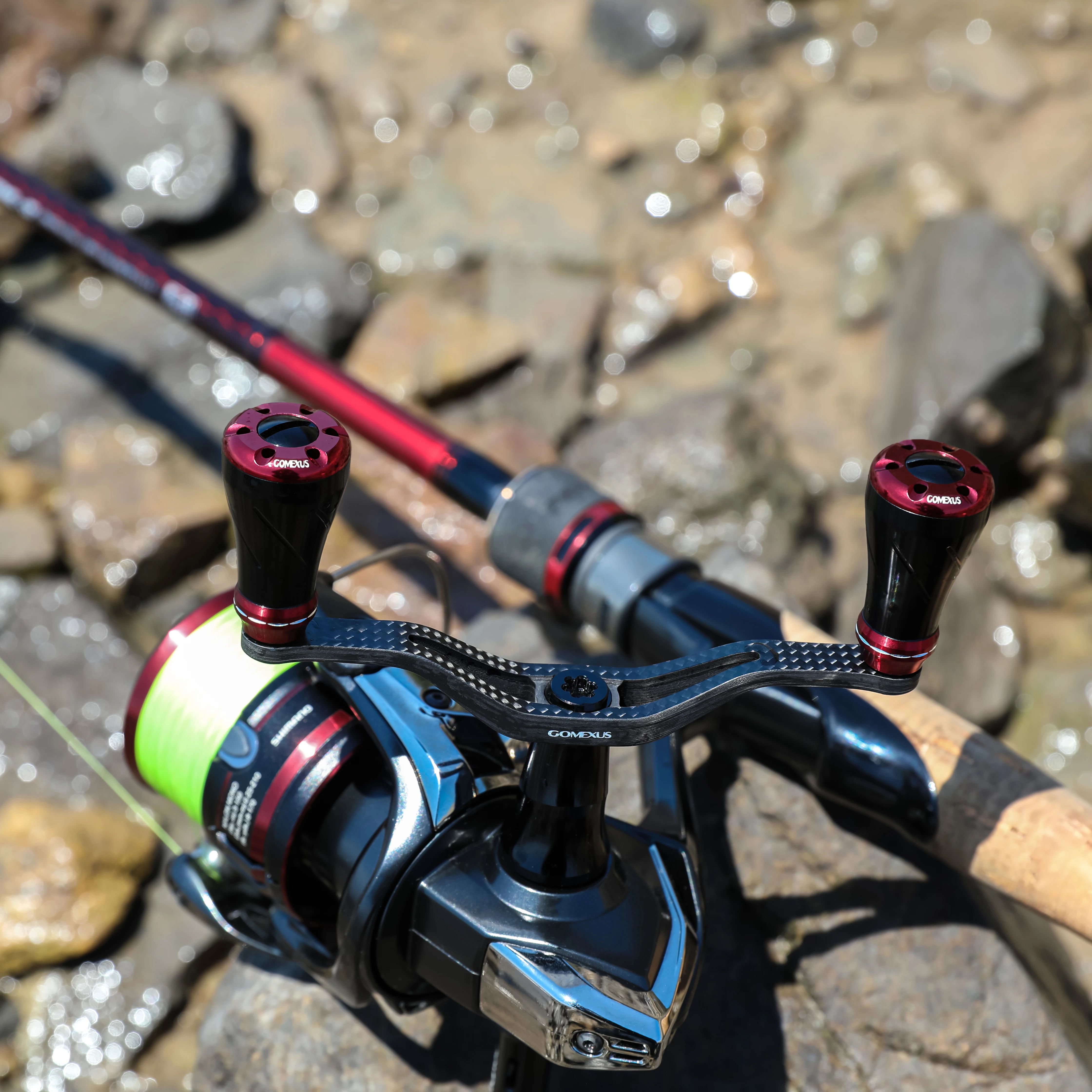 Gomexus Spinnrolle Carbon Doppelgriff Eging Angelrolle 82mm /98mm Rollengriff für Shimano Stella Stradic Twinpower – Detail 4
