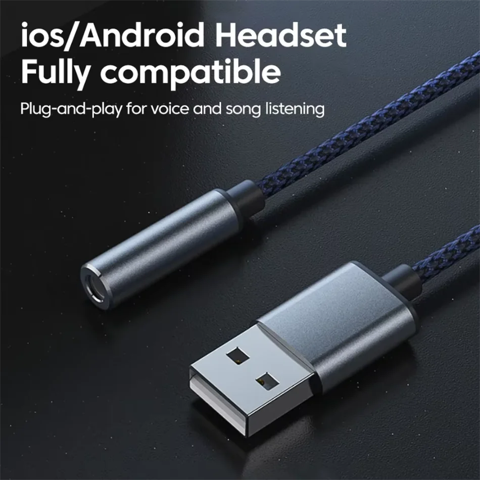 USB to 3.5mm Audio Jack Adapter USB A to 3.5mm TRRS USB to Audio Jack Adapter Headset External Stereo Sound Card for PC Laptop view 4