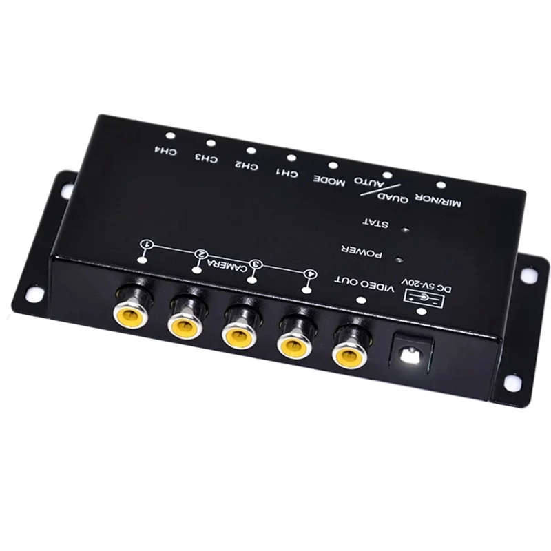 Car 4-Channel Driving Recorder Switcher Control Car Cameras IR Control Switch Combiner Box for 360° Panoramic Image