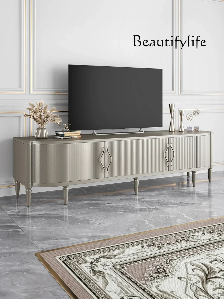 American light luxury solid wood TV post-modern champagne coffee table TV combination living room audio-visual floor cabinet