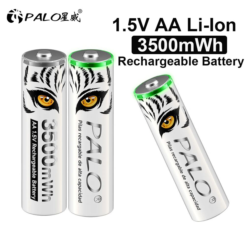 PALO 1.5V AA Li-Ion Rechargeable Battery 3500mWh AA Lthium ion Batteries AA Cell for Toy Remote Control Electric Toothbrush