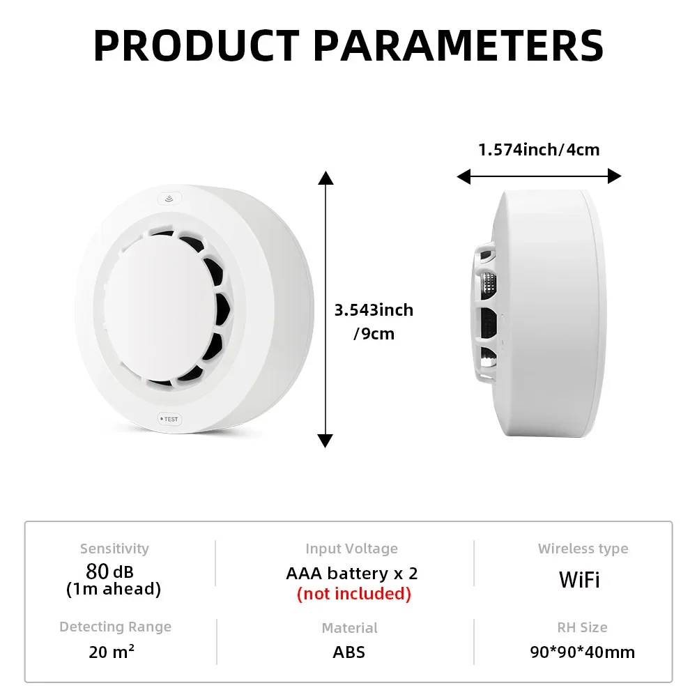 ONENUO Tuya WiFi rilevatore di fumo sensore fotoelettrico allarme antincendio sistema di sicurezza della cucina di casa funziona con l\'app Smart Life