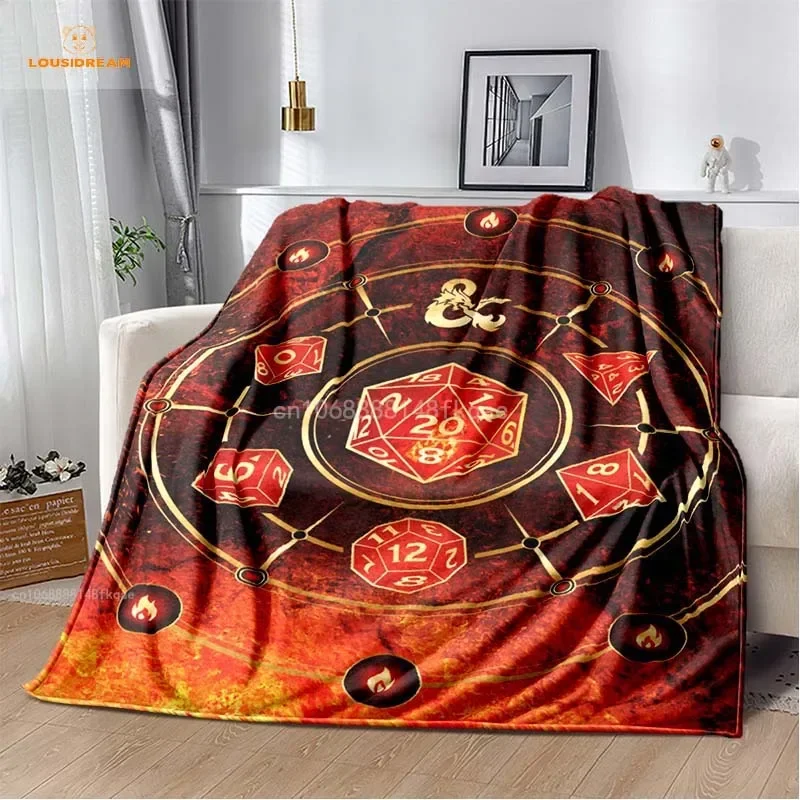 DND D&D Blanket Dragon Throw Blanket Soft Warm Cozy Flannel Vintage Throw for Bedding Decor Bedroom Gifts