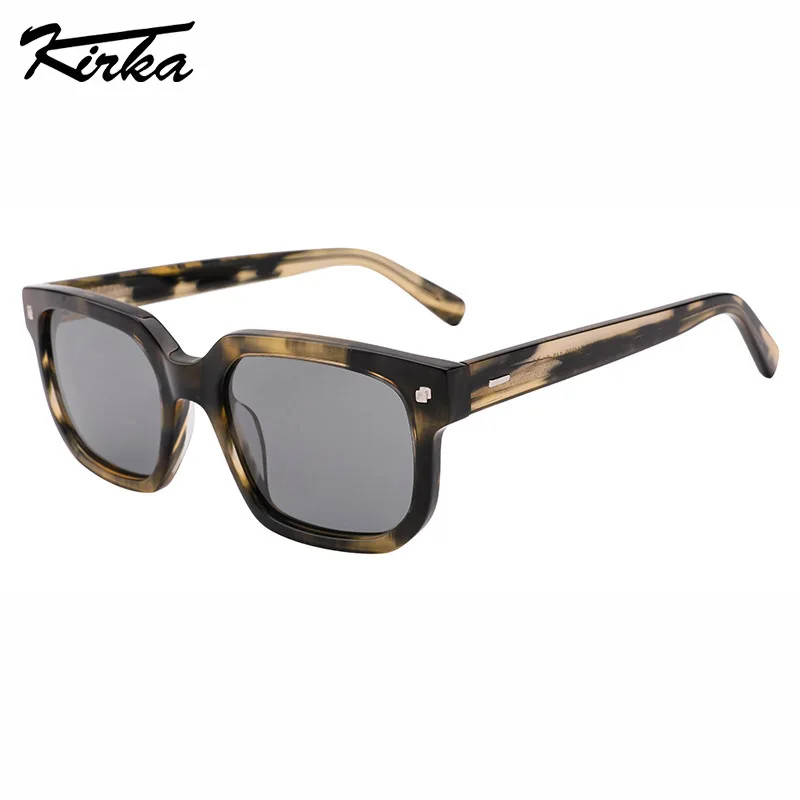 

Kirka Polarized Unisex Flat Rectangle Stripes Pattern Fashionable Sunglasses Wide Temple Prescription Sunglasses WD5087