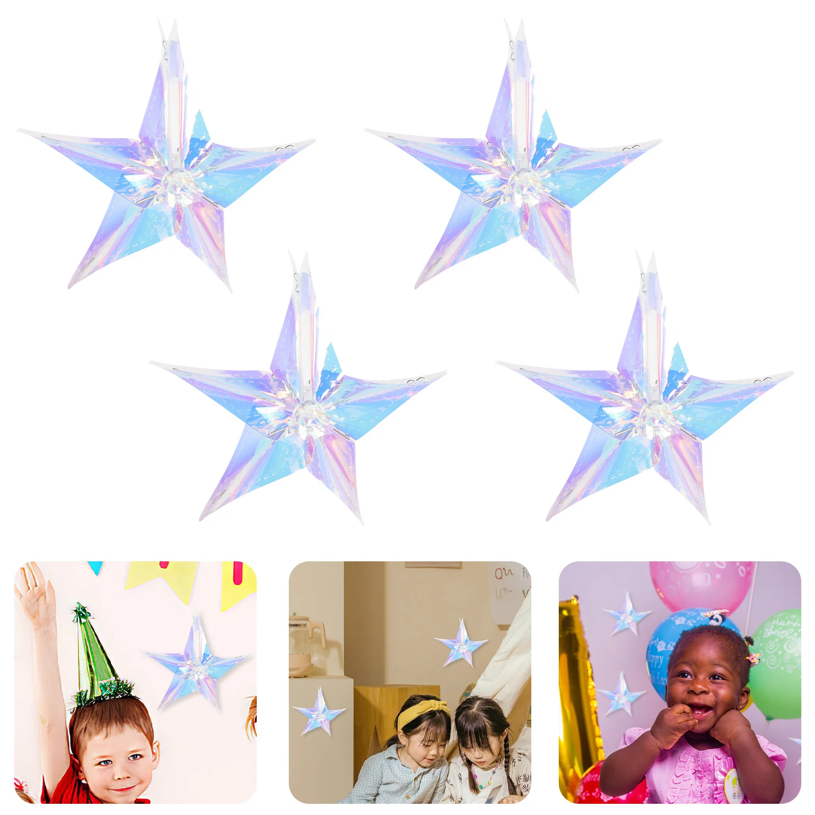 4 قطعة قلادة نجمة مسدسة ديكور معلق حلية النيون فيلم مقاوم للماء للمنزل غرفة المعيشة حديقة الشرفة مهرجان عطلة #4