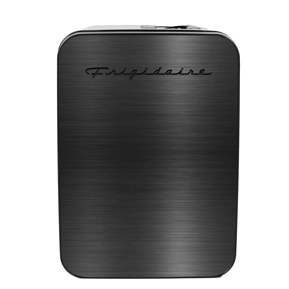 Portable Mini Fridge Cooler 10L 15 Can Capacity Black Stainless Steel Stylish Design Whisper Quiet Thermoelectric Cooling