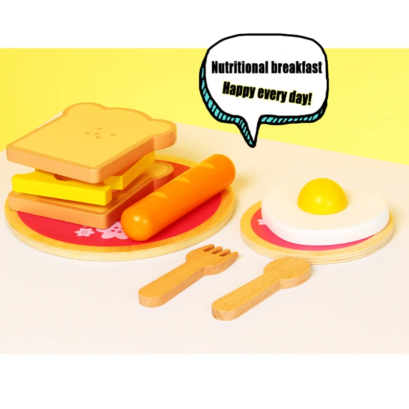 Faire semblant de jouer à la cuisine en bois pour filles, ensemble de thé de l'après-midi, jouets pour enfants, délicieux petit-déjeuner, JxMaker, Montessori, bricolage