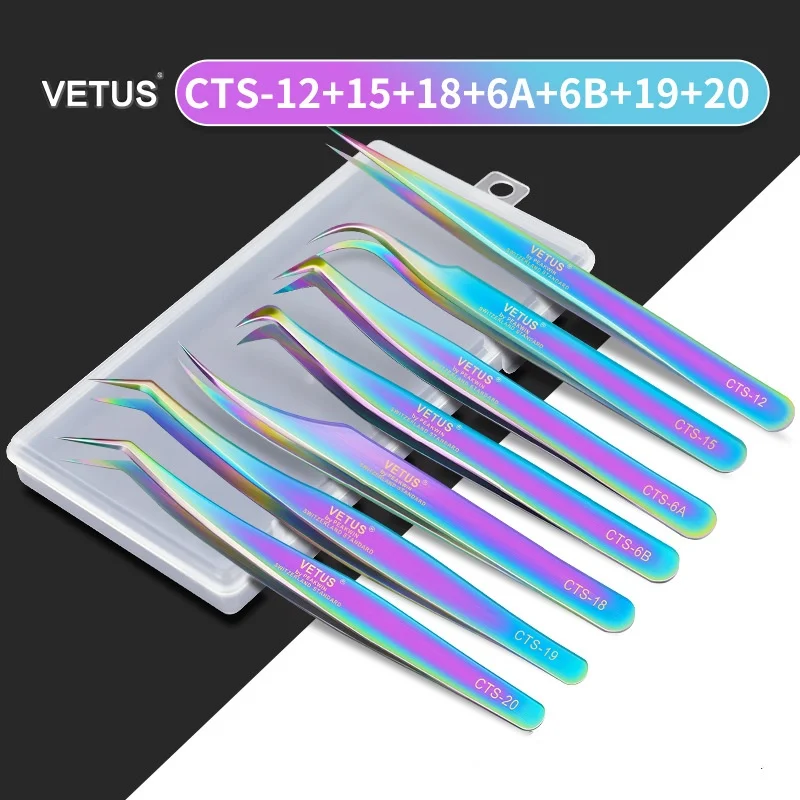 VETUS Precision Eyelashes Extension Tweezers For Make Fans Boot Isolation False Lash Clip Tongs Nail Art Makeup Tools Supplies