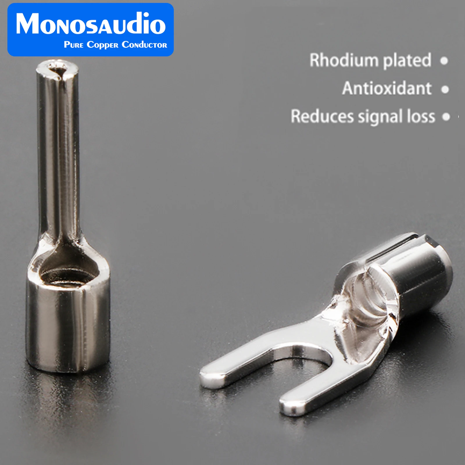 

Monosaudio Pure Copper Y Spade Cable terminal Rhodium Plated Banana plug High-end Power Cable Core Wiring Ground Wire Connector