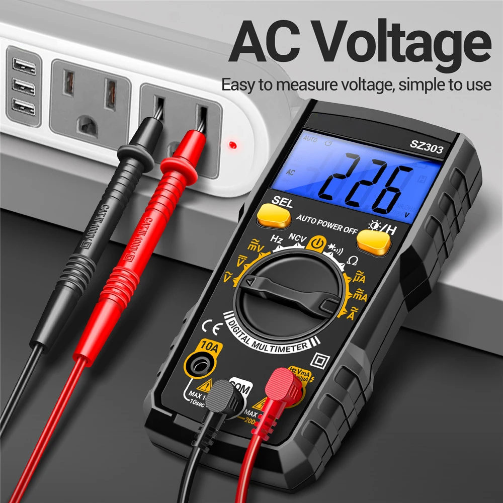 Multifunction Multimeter AC/DC Voltmeter Ammeter Resistance Tester High Precision Electrical Instruments LED Digital Display